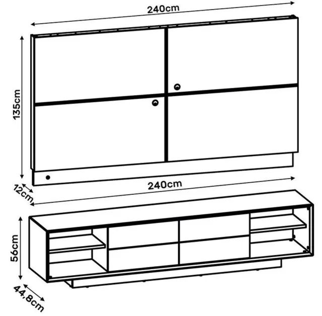Rack Bancada + Painel para TV Safira Form 3D - DJ Móveis - Foto 4