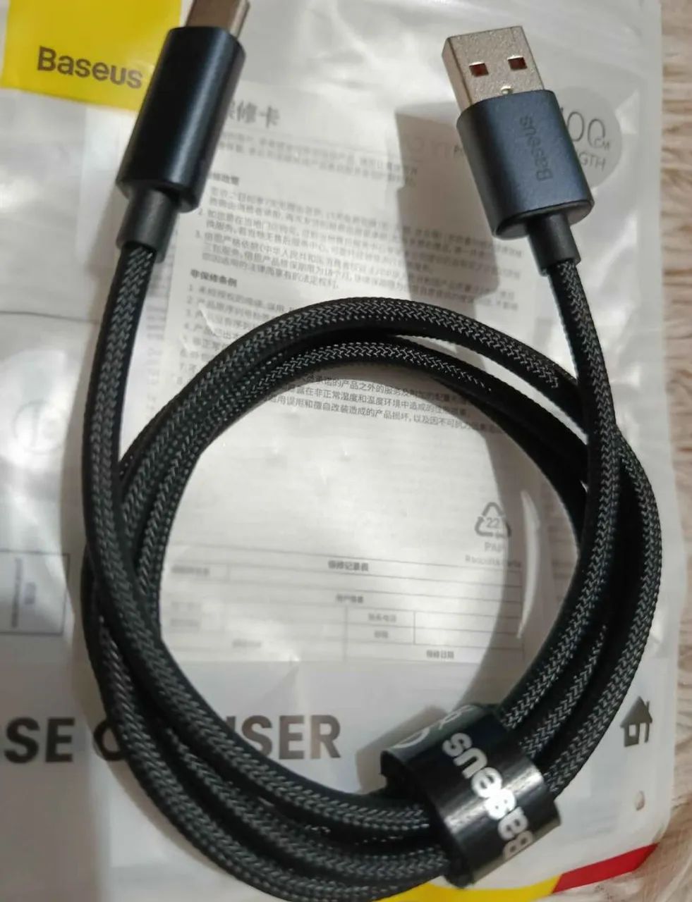 Cabo Baseus Original USB pra USB-C  - Foto 2