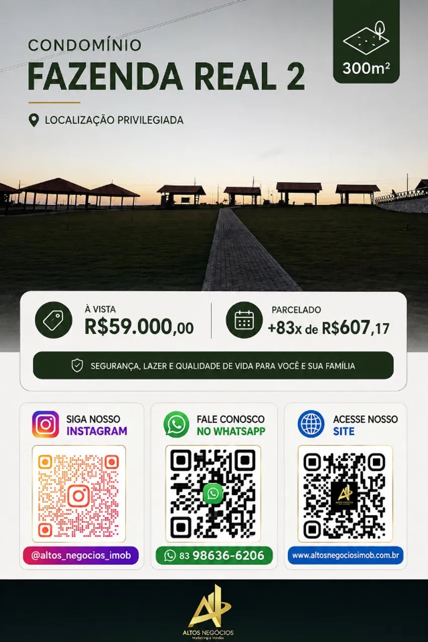 300m² para Construir - Fazenda Real 2