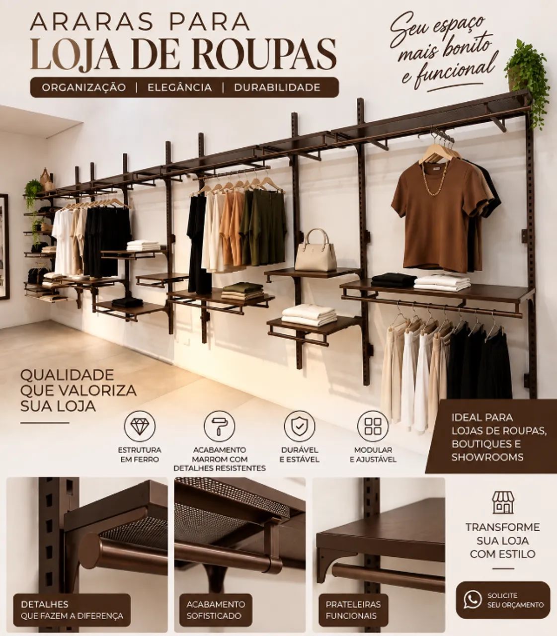 Prateleiras e Araras para Loja de Roupas