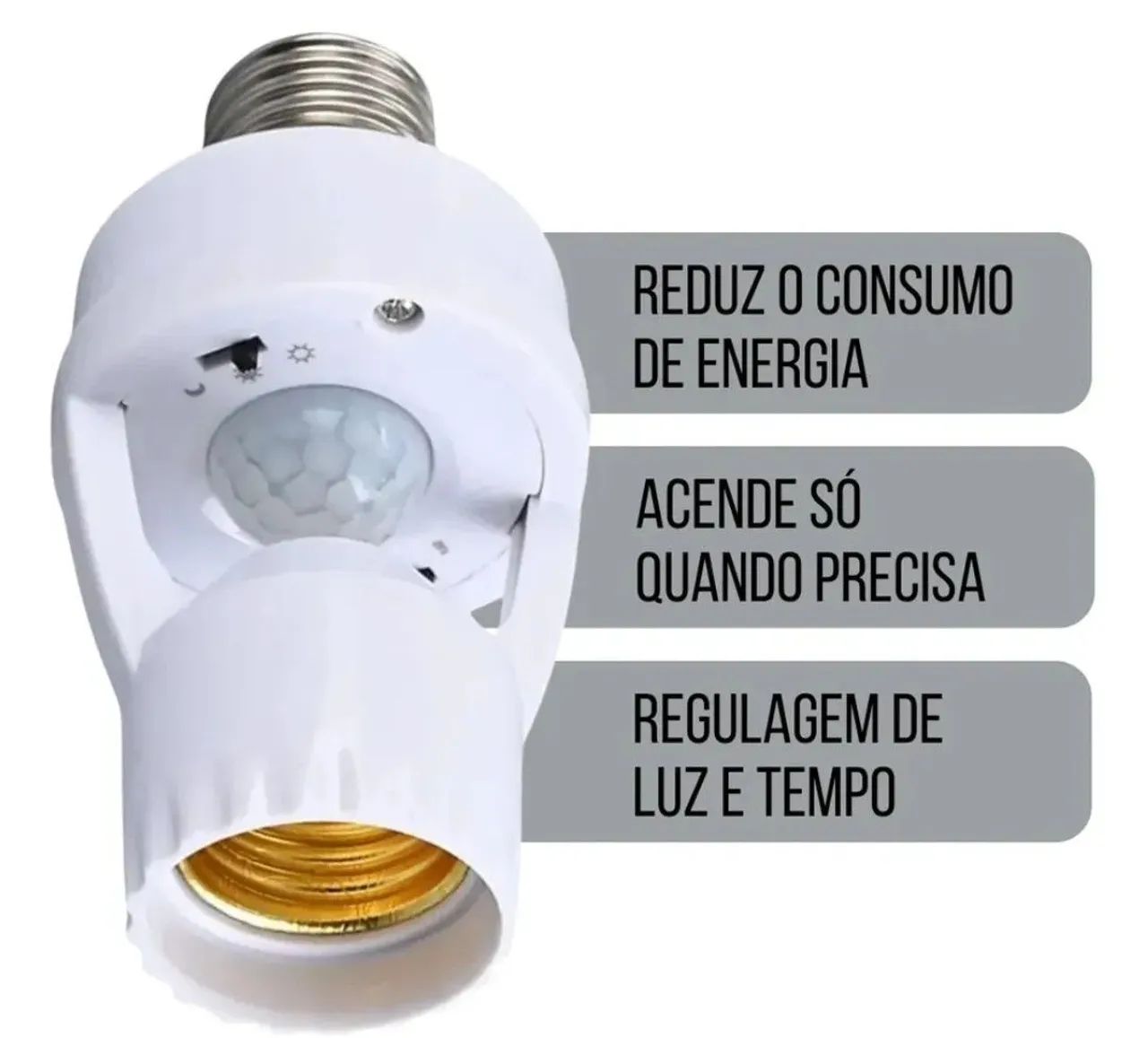  SENSOR DE PRESENÇA bivolt E27 + brinde - Foto 3
