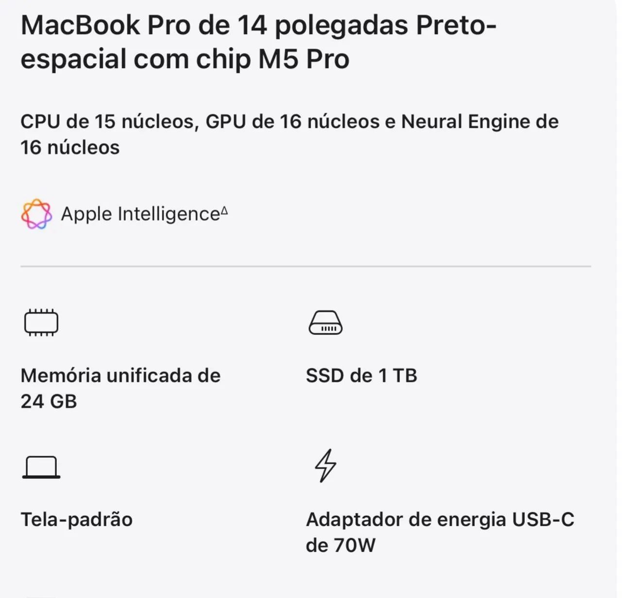 MacBook Pro M5 pro 14? / 1Tb SSD 24GB ram / 2026 / 1 ano de garantia - Foto 4