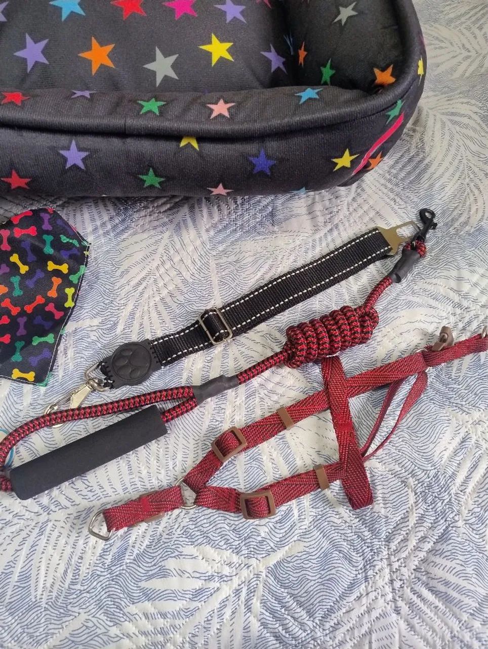 Cama + brinquedo + peitoral e guia para caes - Foto 4