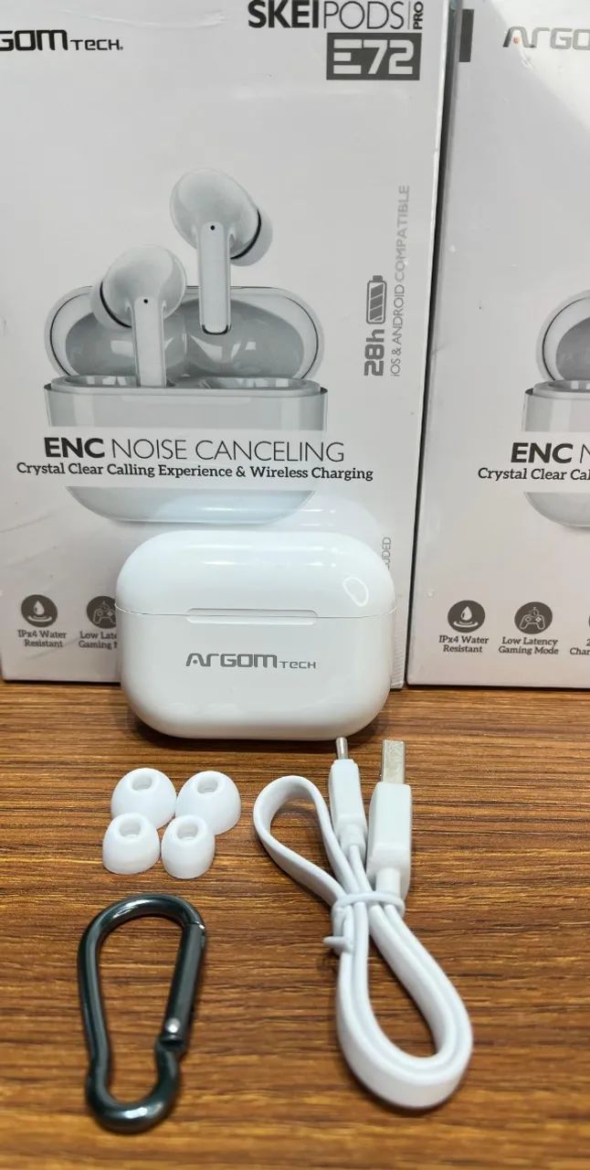 Fone Argom SkeiPods E72 - Gamer, AI ENC, até 28h de Bateria + 02 capinhas, Entrega Grátis! - Foto 3