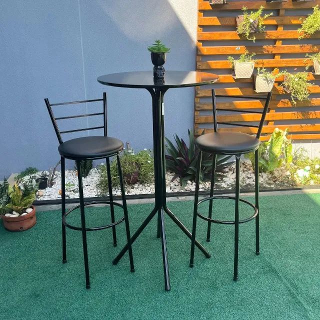 Mesa Bistrô com 2 Banquetas Redondas Altas - Foto 2