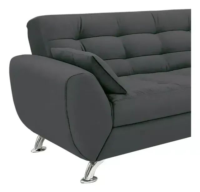 Sofá 3 Lugares Larissa Suede Cinza - Modern  - Foto 2
