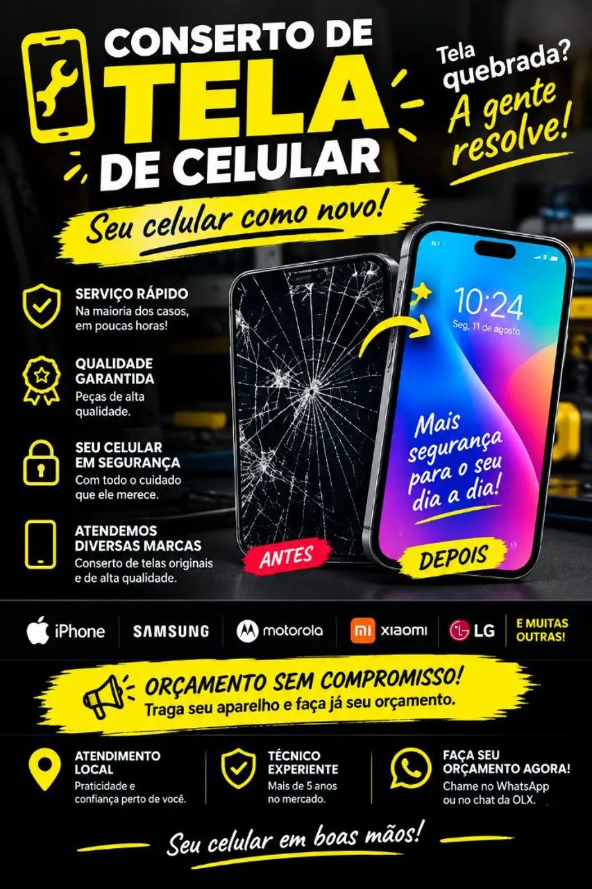 Tela quebrou? Nós consertamos! 