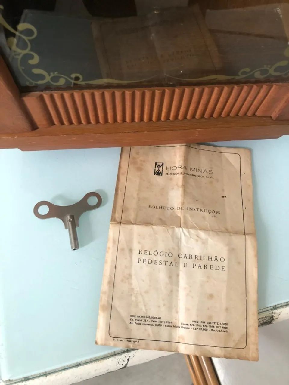 Relógio carrilhão antigo Eska de parede com chave e manual original - Foto 3