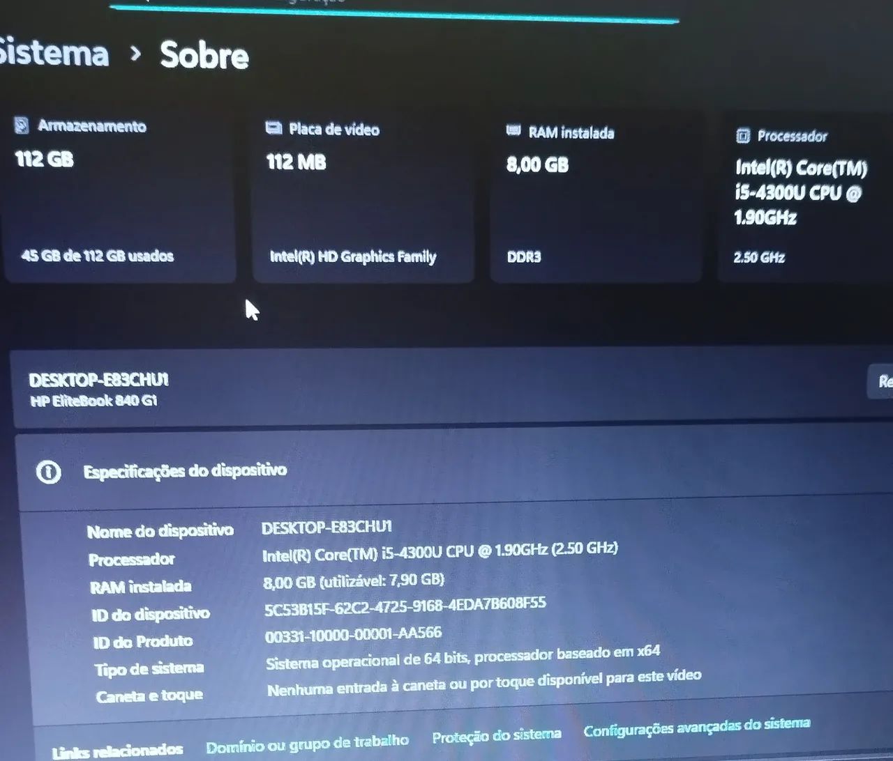 Notebook (Ultrabook) HP i5 EliteBook com SSD 128 GB, 8 de ram e Win 11  - Foto 2