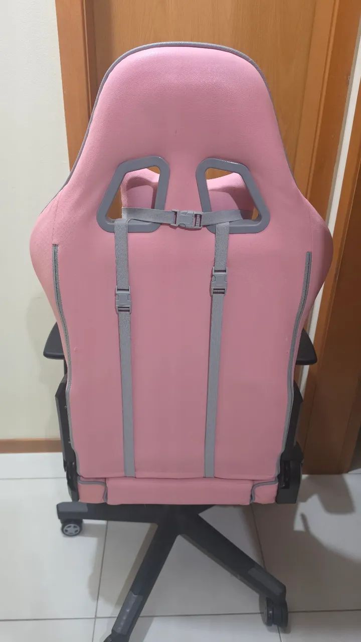 Cadeira Gamer rosa e cinza - Foto 2