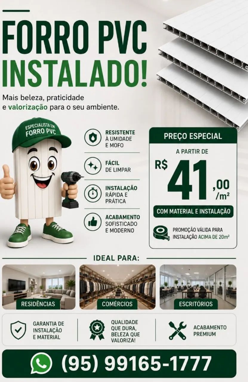 Promoção de Forro Pvc Instalado 