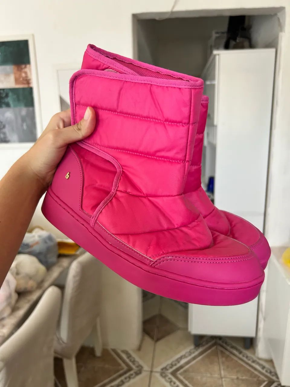 Bota Puffer Bibi Rosa Pink Acolchoada - Tamanho 37