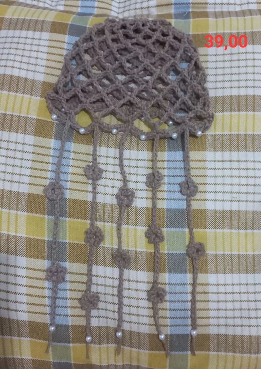 Touca headpiece em crochê  - Foto 4