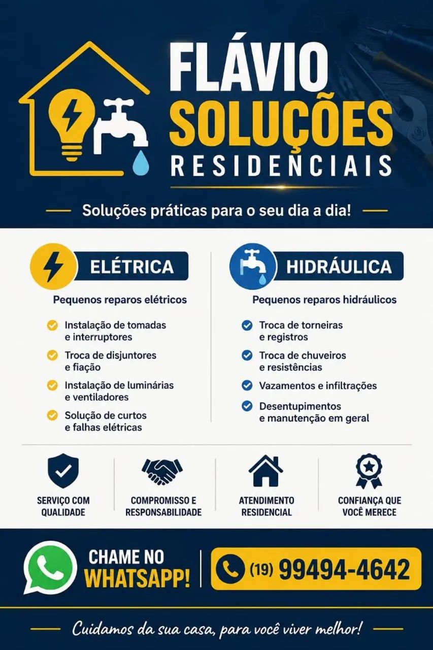 Pequenos reparos em elétrica e hidráulica 