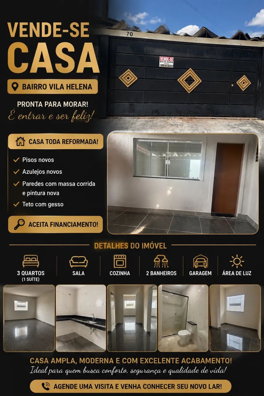 Venda de Casa toda Reformada 3 quartos  na Vila Helena 
