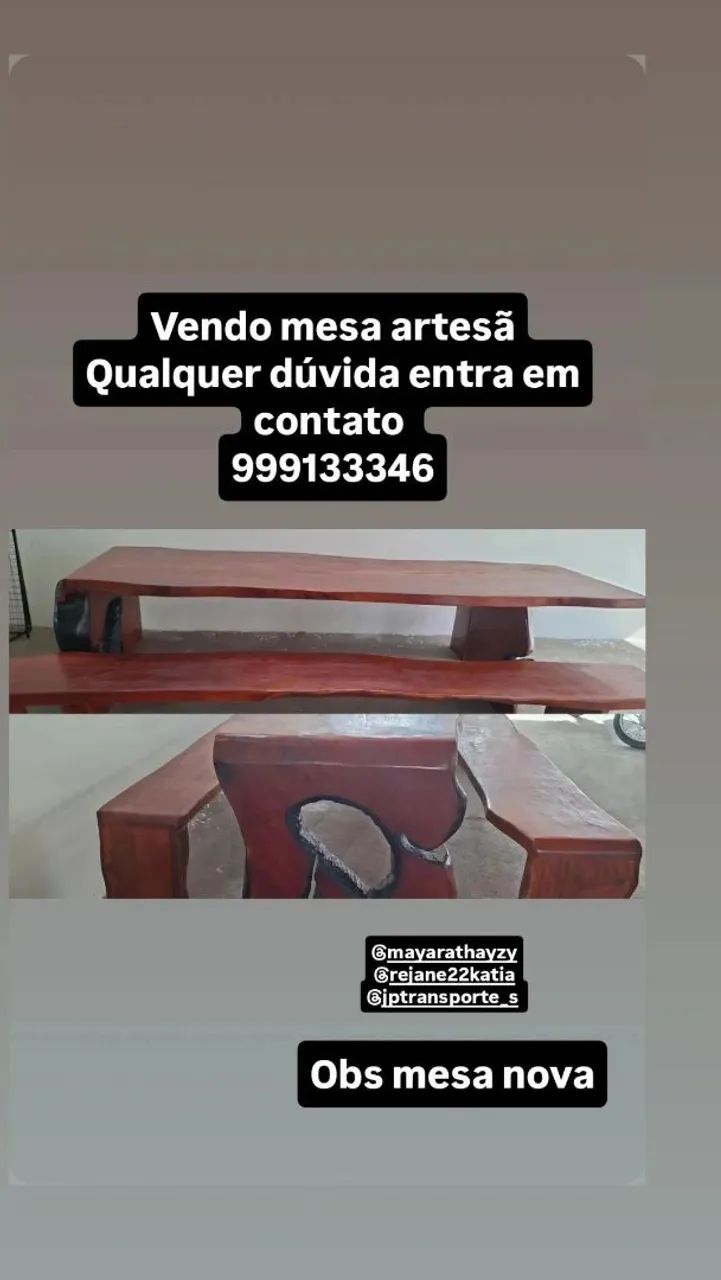 Vendo mesa artesã nova aceito cartão 