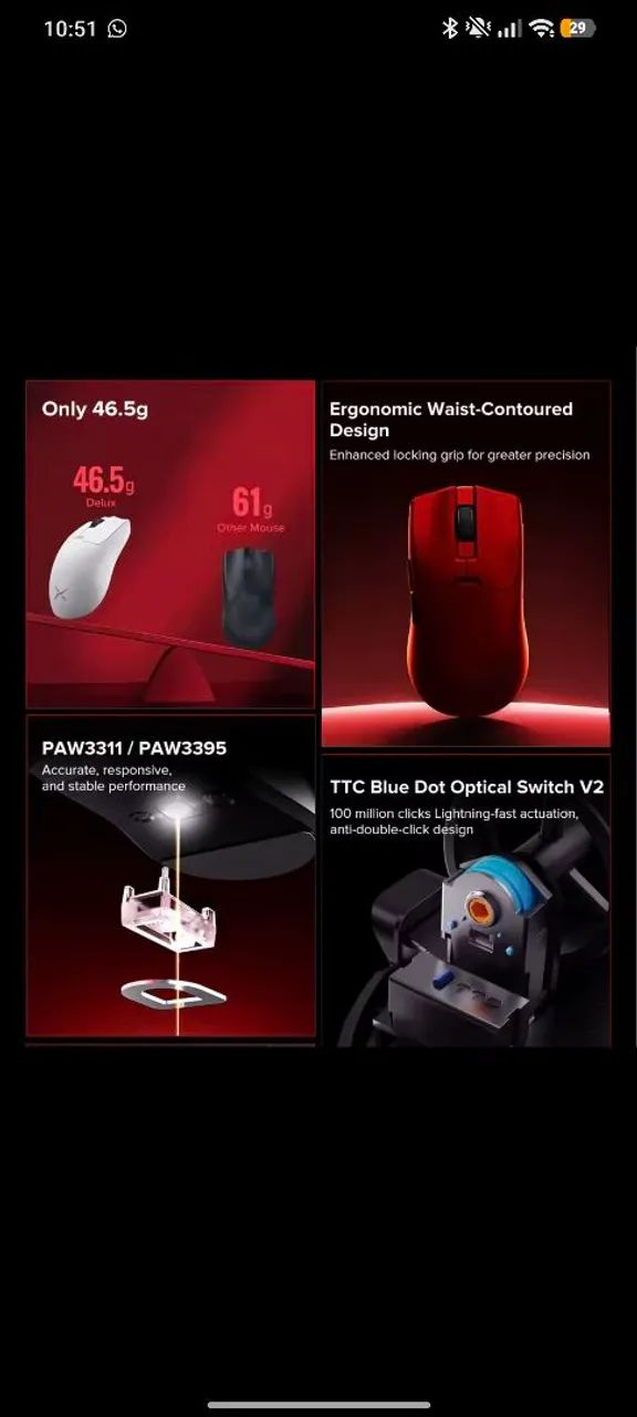 Mouse gamer Delux m800 mini RED - Foto 2