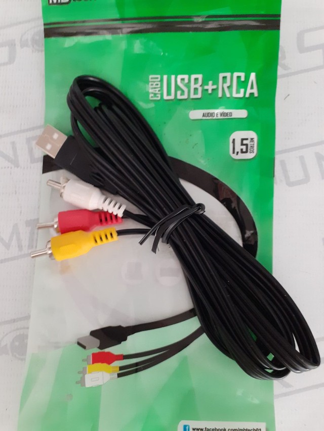 Cabo de áudio e vídeo. Usb X 3rca macho.  Com 1,5 metros. Novo.  - Foto 3