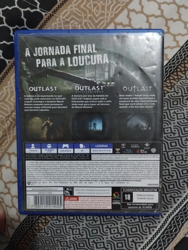 Jogo Warner Outlast Trinity PS4 Blu-ray