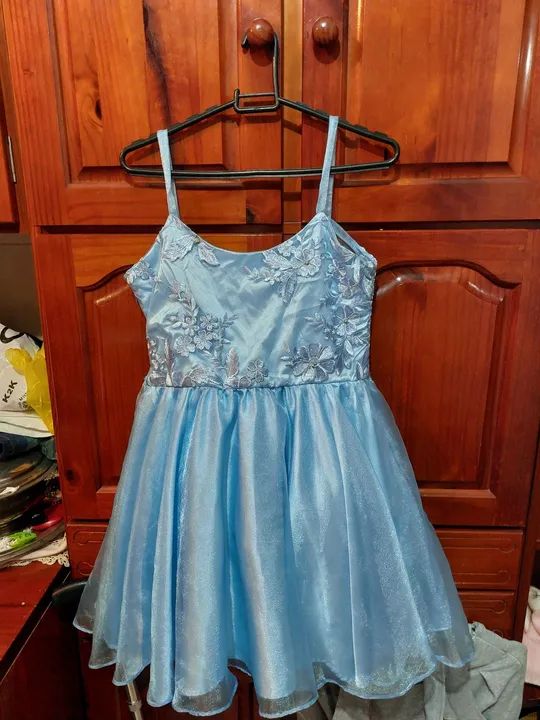 Vestido de festa infantil azul claro - tamanho G