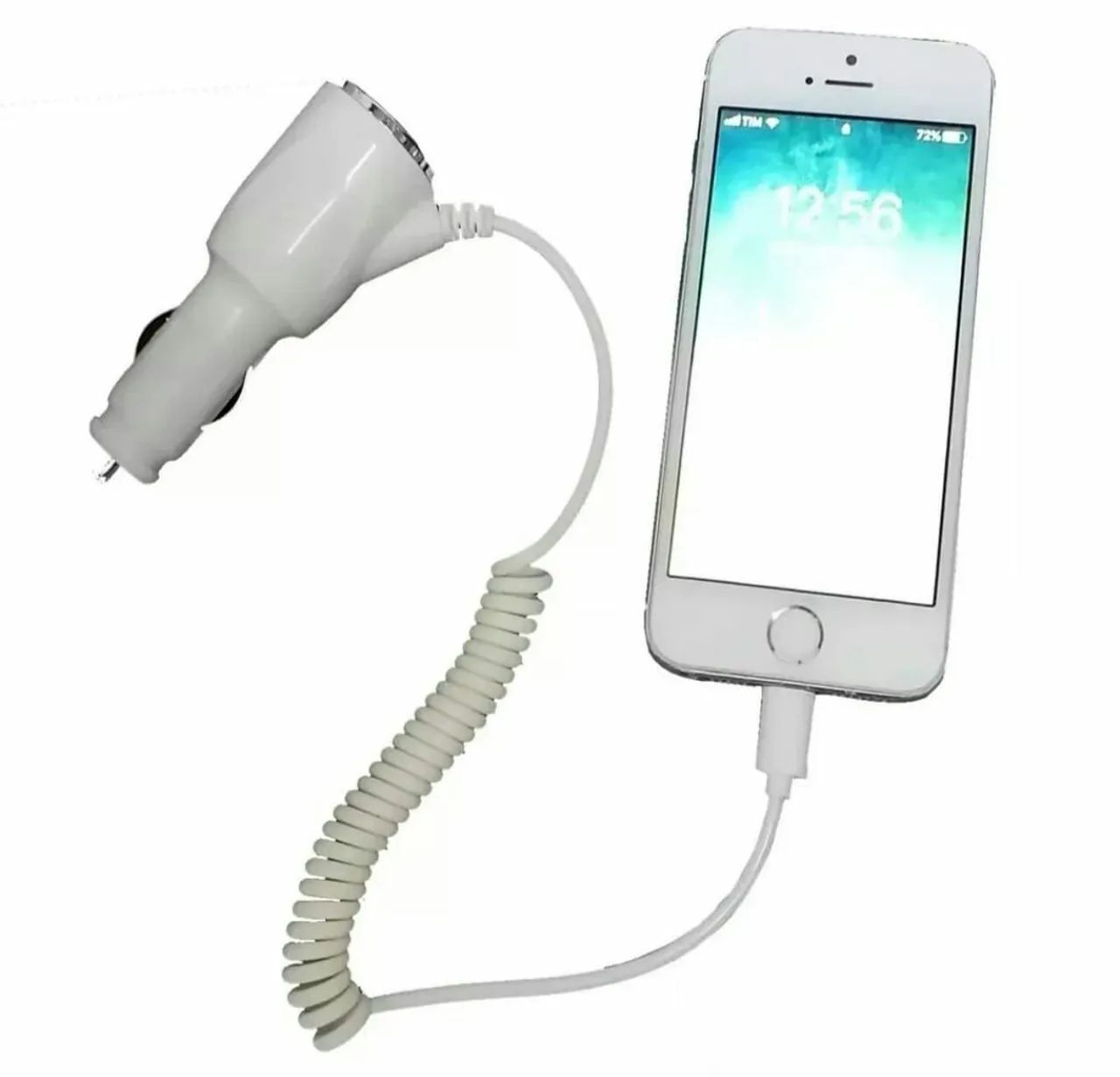 Carregador Veicular espiral lightning iphone 5 5s e 6, de 12 a 24v