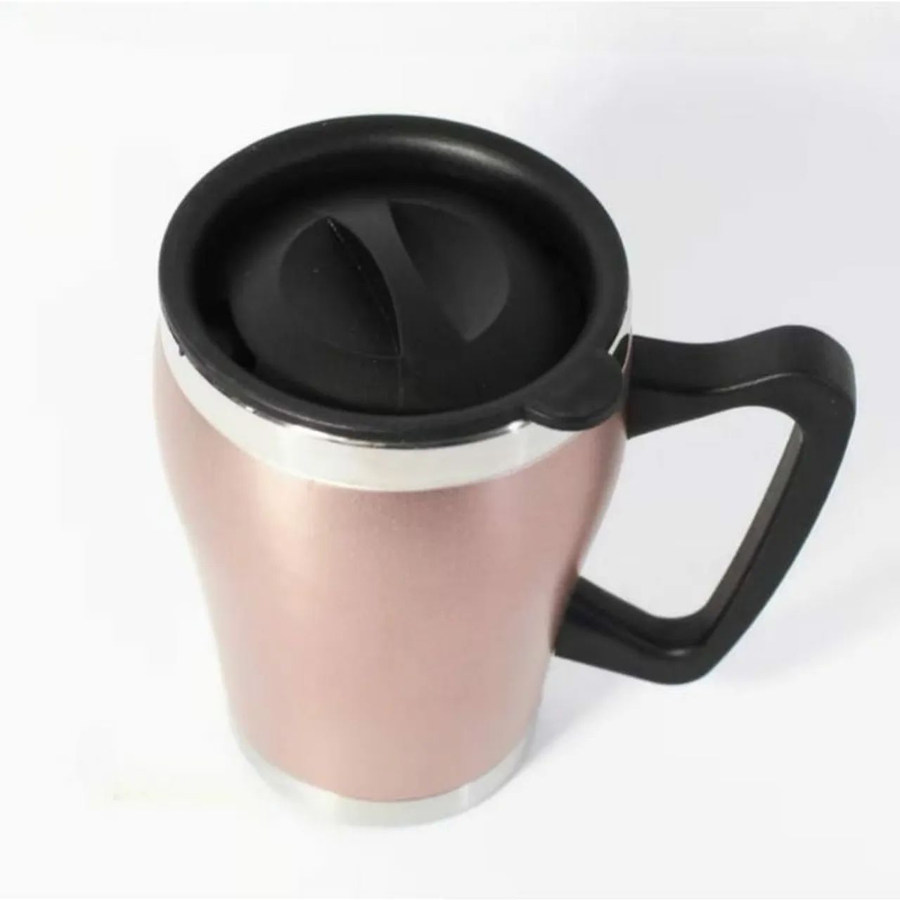 Caneca C/ Tampa 350ml em Aço Inox - Rosa (NOVO) - Foto 2