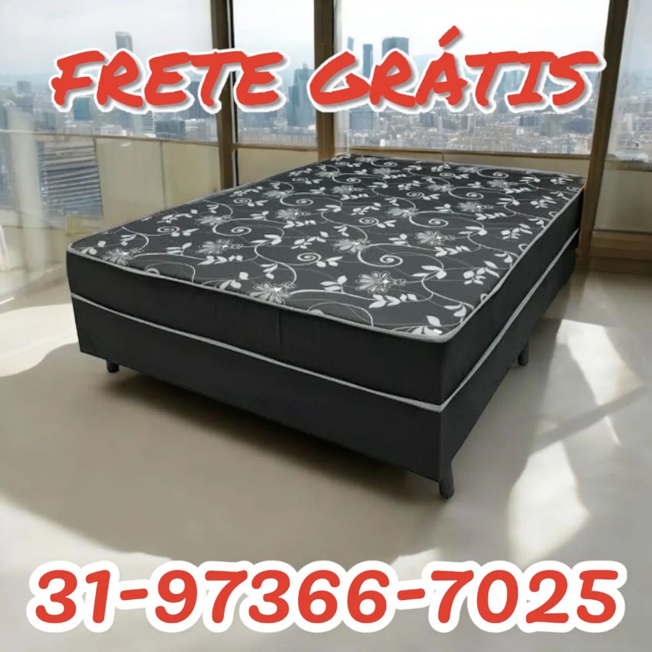 CAMA CASAL NOVAS / COLCHÃO D33 FIXO 6CM DE ESPUMA 