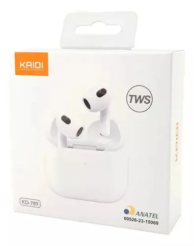 Fone De Ouvido Sem Fio Bluetooth Kaidi Tws Kd-789 Cor Branco - Loja Natan Abreu  - Foto 2
