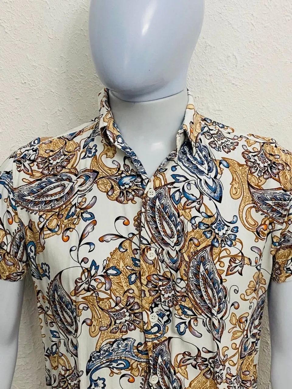 Camisa Casual Viscose Tam. M Estampa Abstrata Ótimo Estado