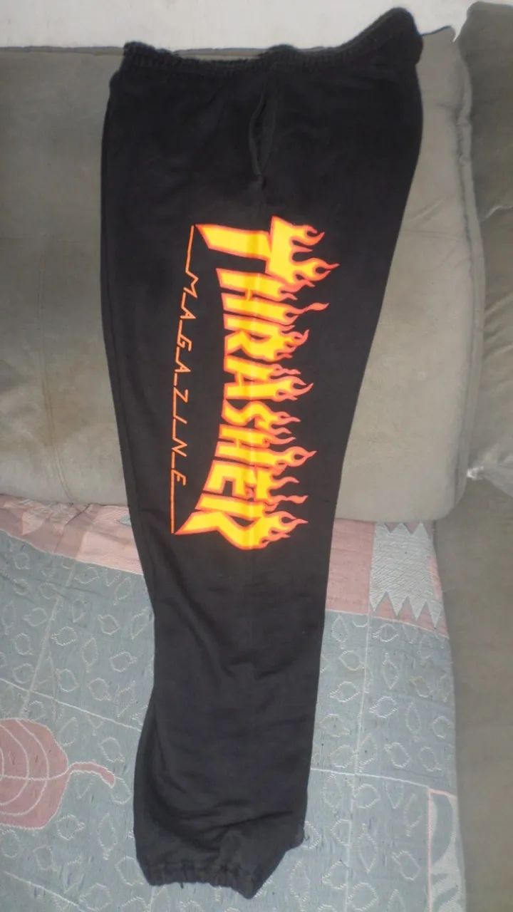 Calça Moletom Trasher Skateboards Logo Flame  - Foto 3