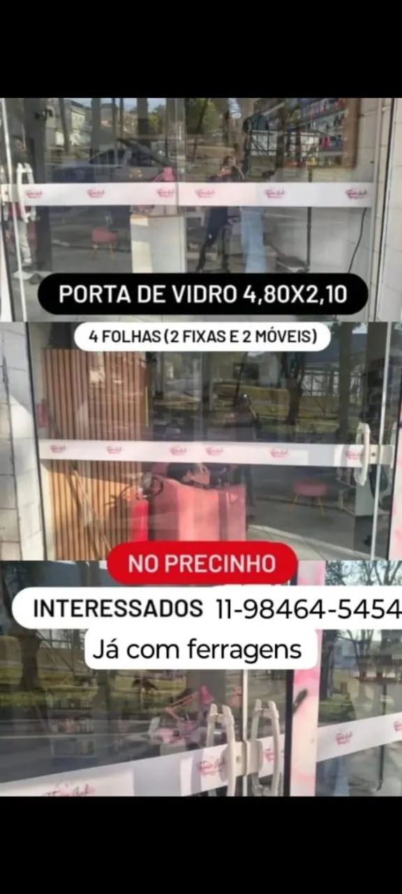 PORTA DE VIDRO, FIXAS E MÓVEIS.