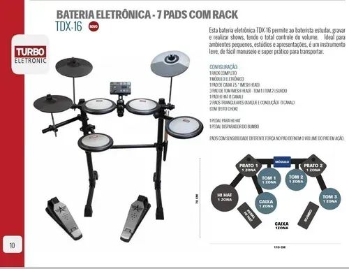 Bateria Eletrônica Turbo TDX-16 - Foto 2