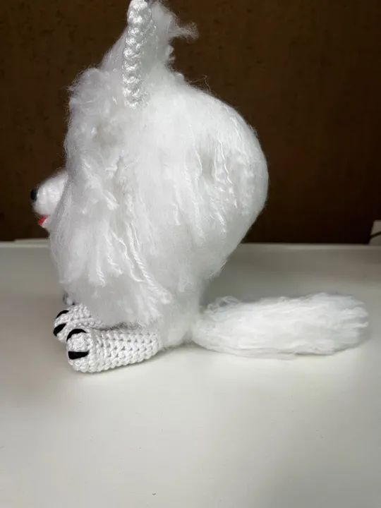 Cachorro Spitz Alemão em Crochê Amigurumi Branco Pelúcia Brinquedo - Foto 4
