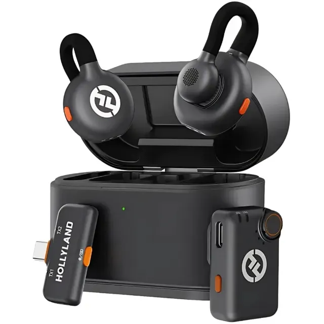 Microfone Sem Fio Hollyland Lark M2S Lavalier Mini Combo 2 TX + 2 RX Alcance 300m ENC USB-