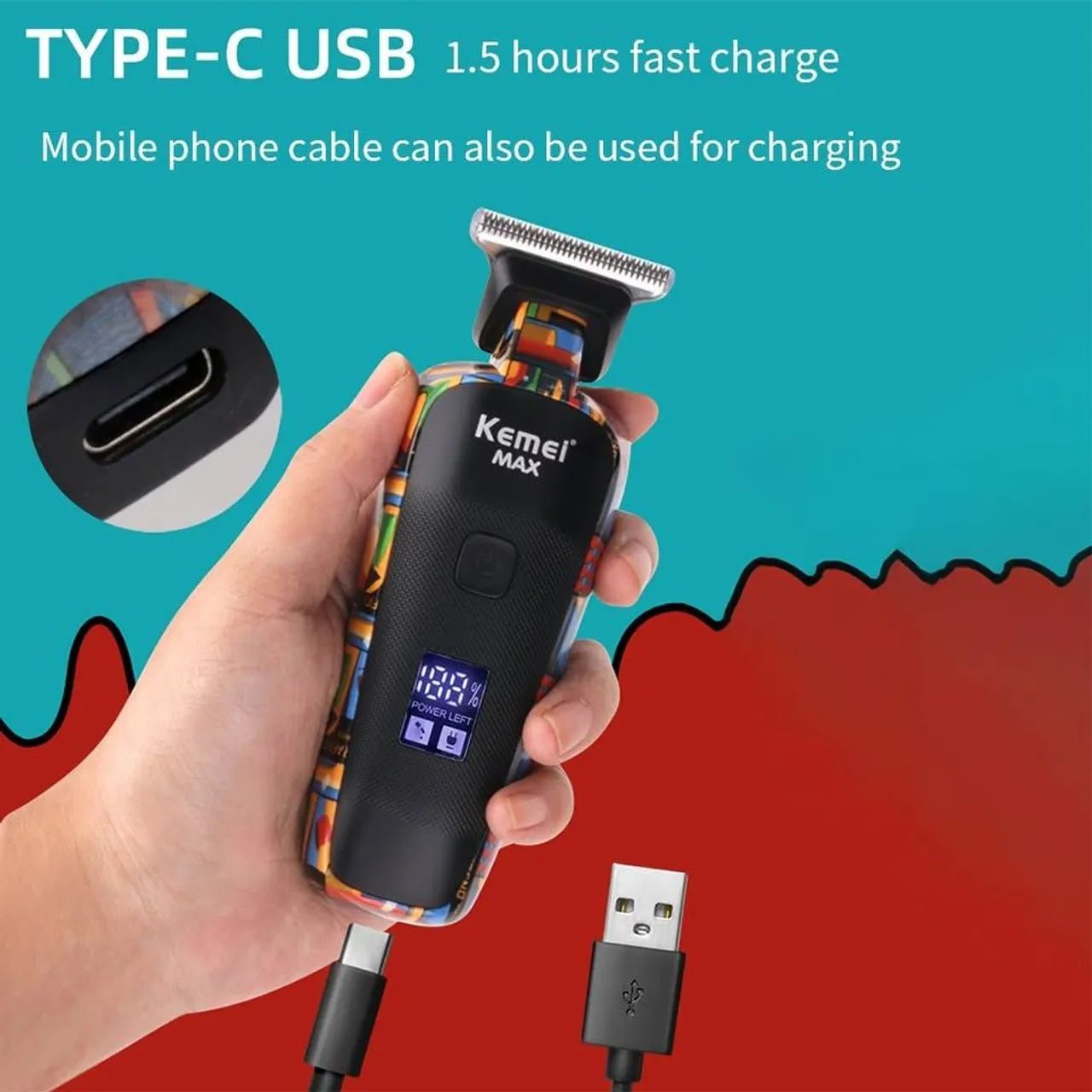 Maquininha de Corte e Acabamento Profissional Kemei Max 5090 Multifuncional  - Foto 3