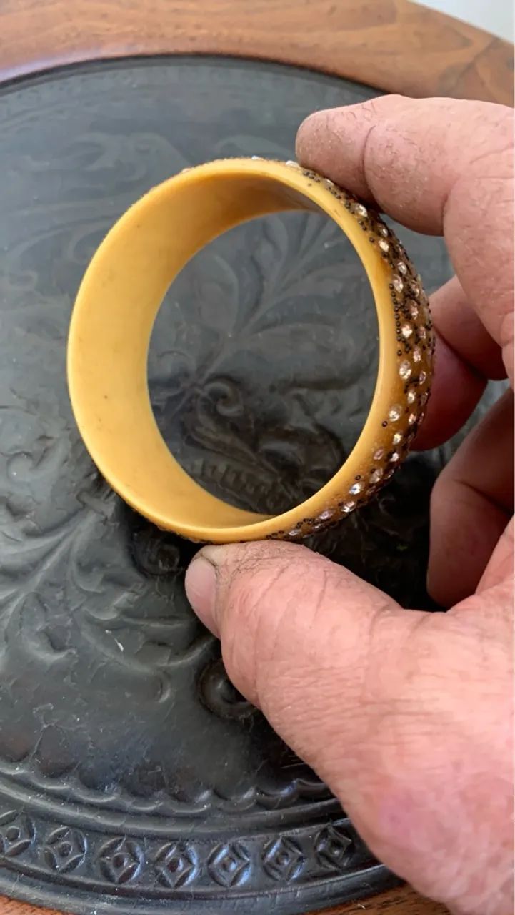 Antigo e raro bracelete de marfim    - Foto 5
