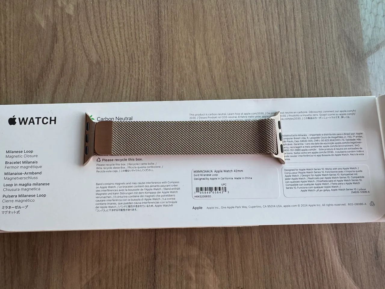 Pulseira dourada estilo milanês para caixa de 42 mm