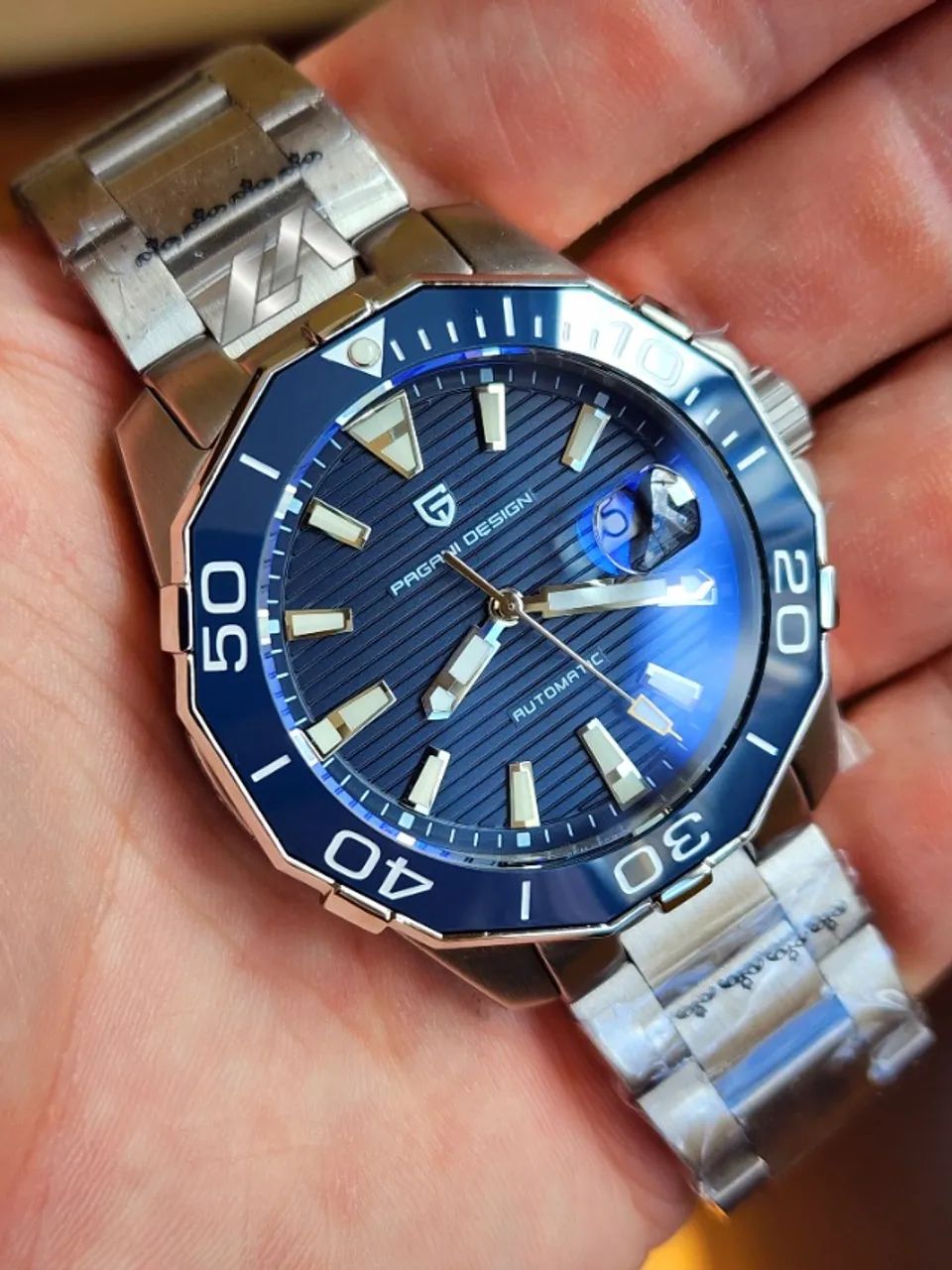 Relógio Pagani Design estilo Tag Heuer Aquaracer Azul Automático