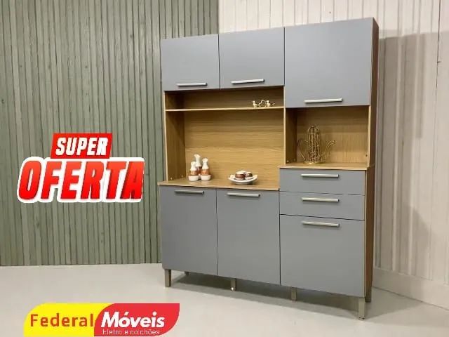 Armário Cozinha CINZA 196cm MEGA OFERTA