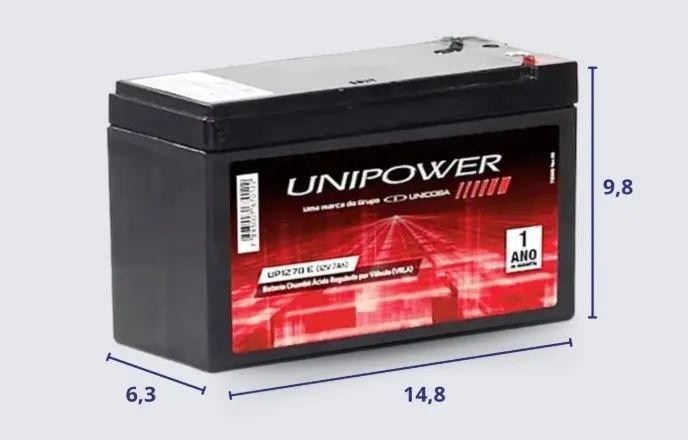 Bateria 12V 7A Selada p/ Nobreak UNIPOWER UP1270E NOVO Alarmes Cerca Elétrica Luz de Emerg - Foto 2