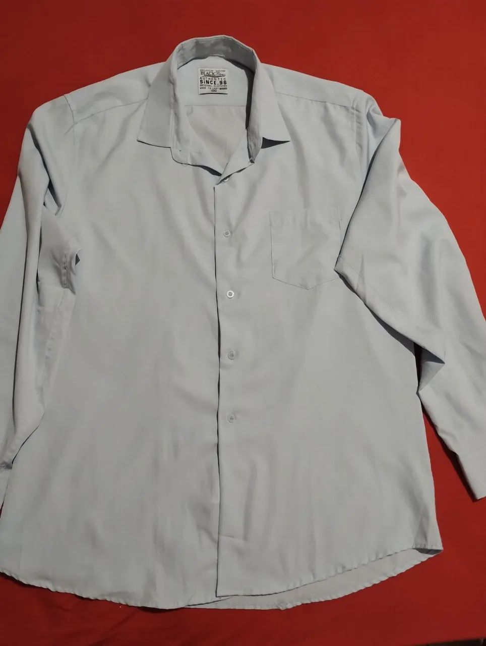 Camisa Social Masculina Manga Longa Azul Claro - Foto 2