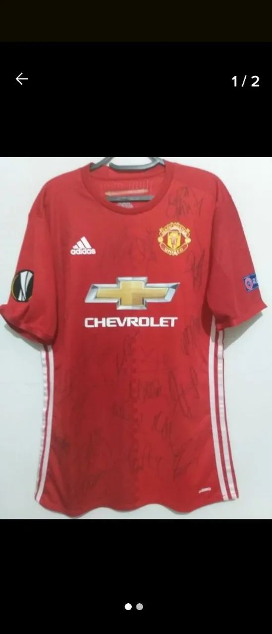 Camisa Manchester United Liga Europa 16/17 #9 Ibrahimovic Jogo Autografada Elenco
