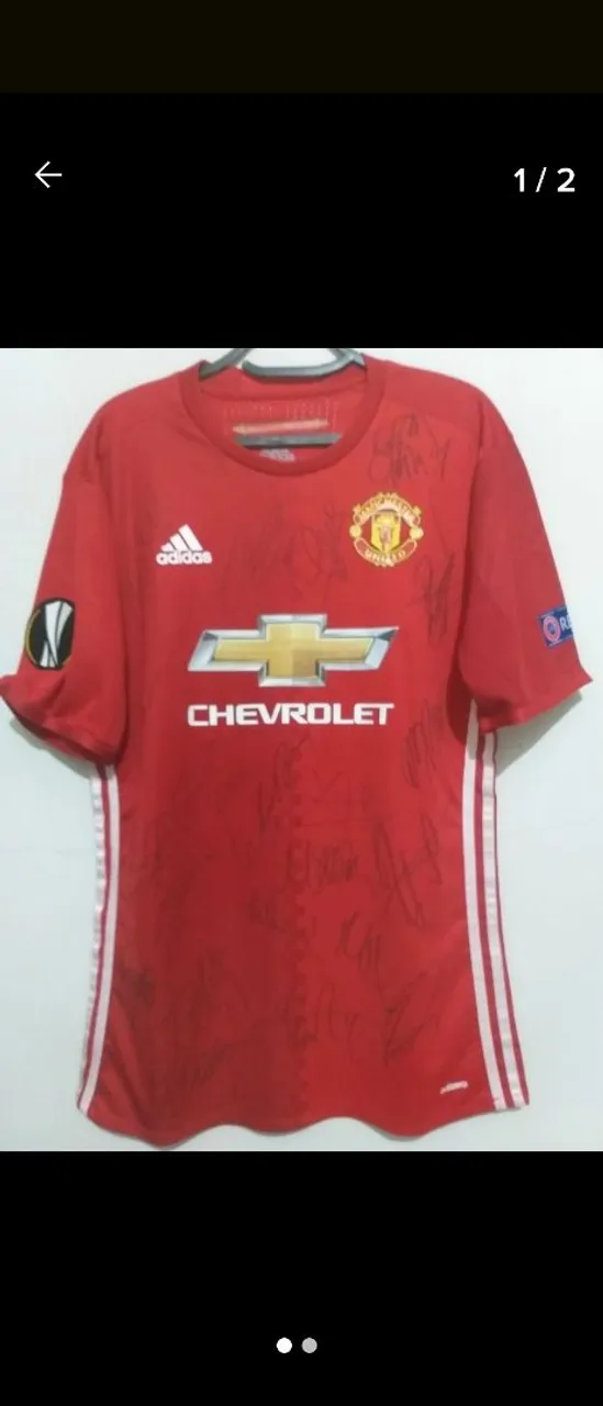 Camisa Manchester United Liga Europa 16/17 #9 Ibrahimovic Jogo Autografada Elenco