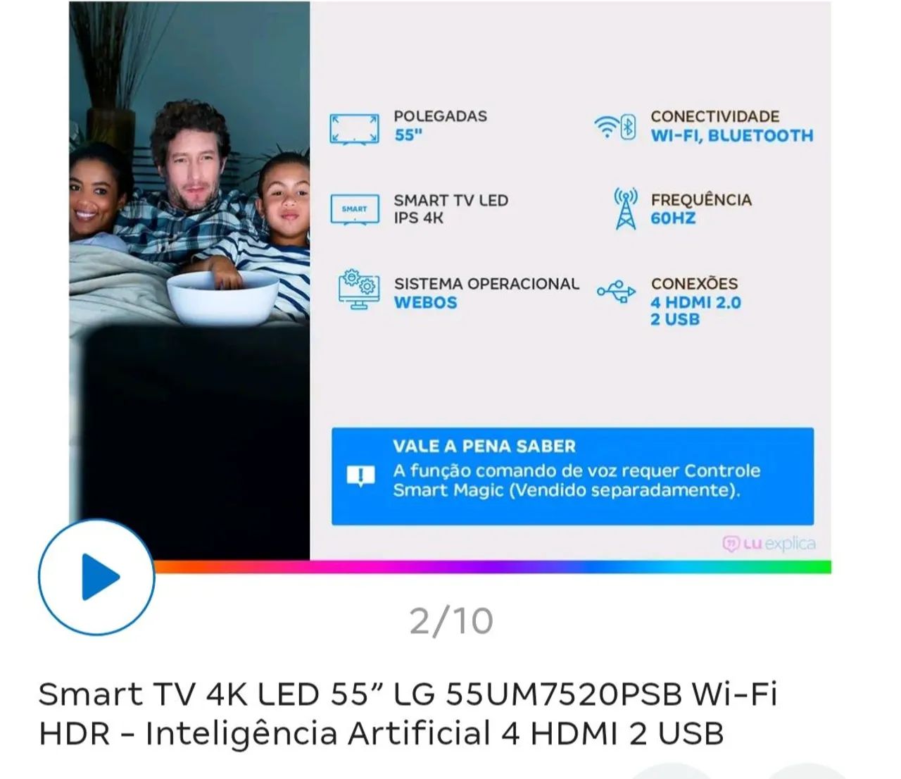 TV LG 55"  Smart 4K  - Foto 3