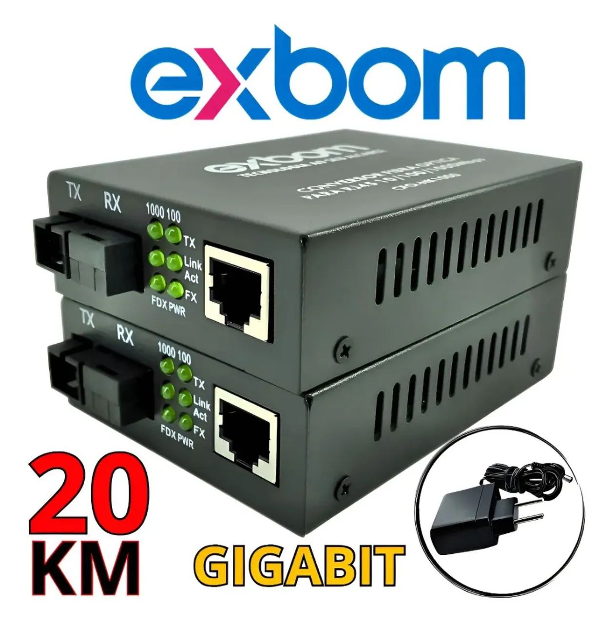 Converson de fibra óptica Gigabit par AB 1000mbps para rede internet rj45 até 20km