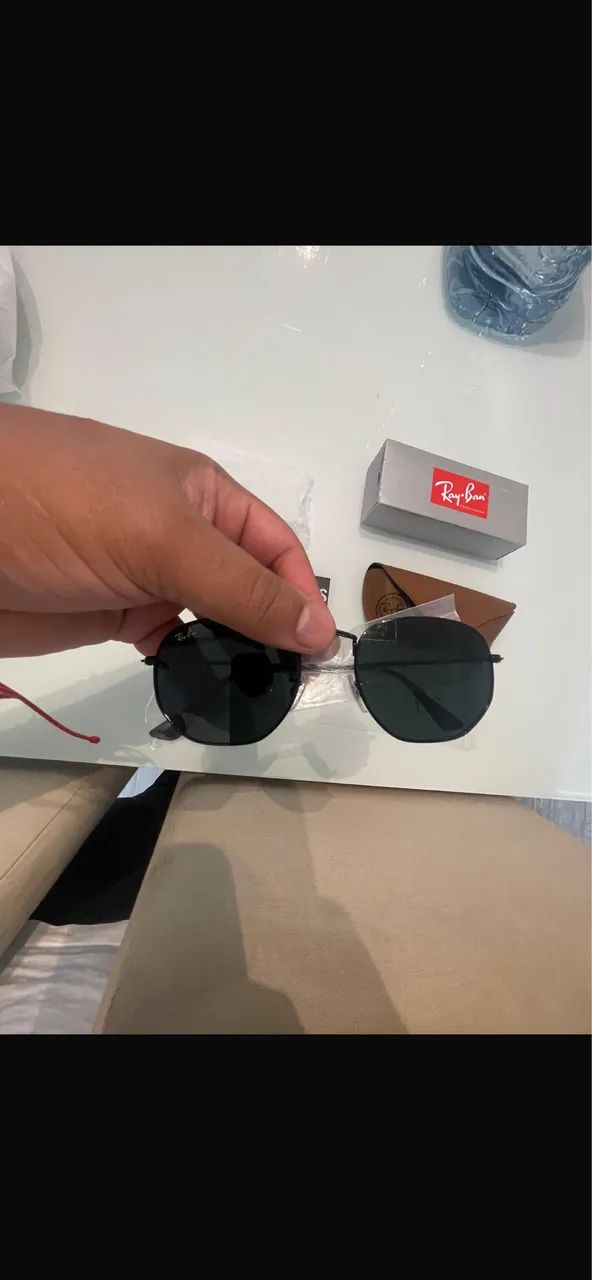 Óculos rayban hexagonal tamanho padrão todo preto  - Foto 5