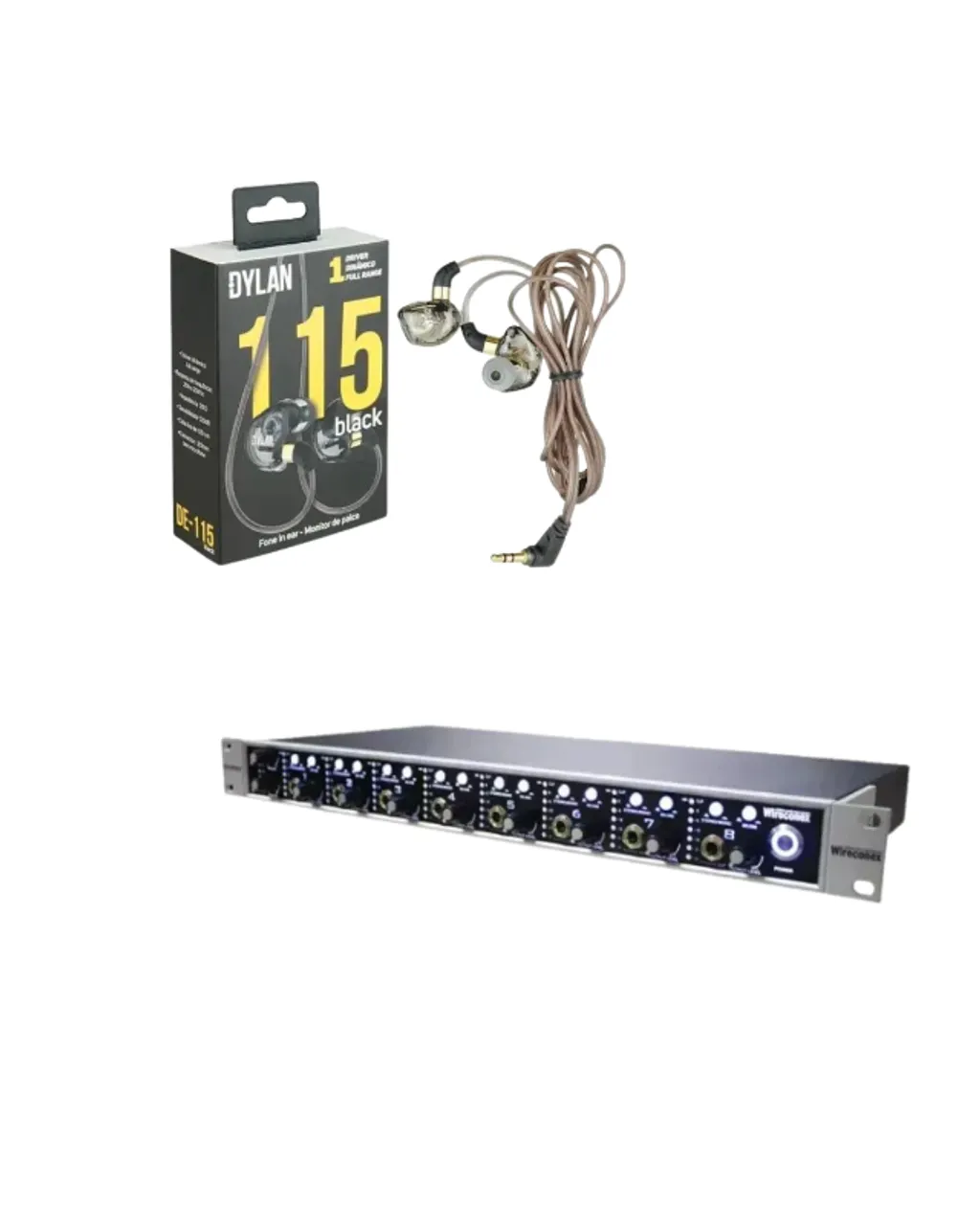 KIT Amplificador Fone De Ouvido Wireconex 8 C Wha8x2+FONE OUVIDO IN-EAR DYLAN DE-115 BLACK