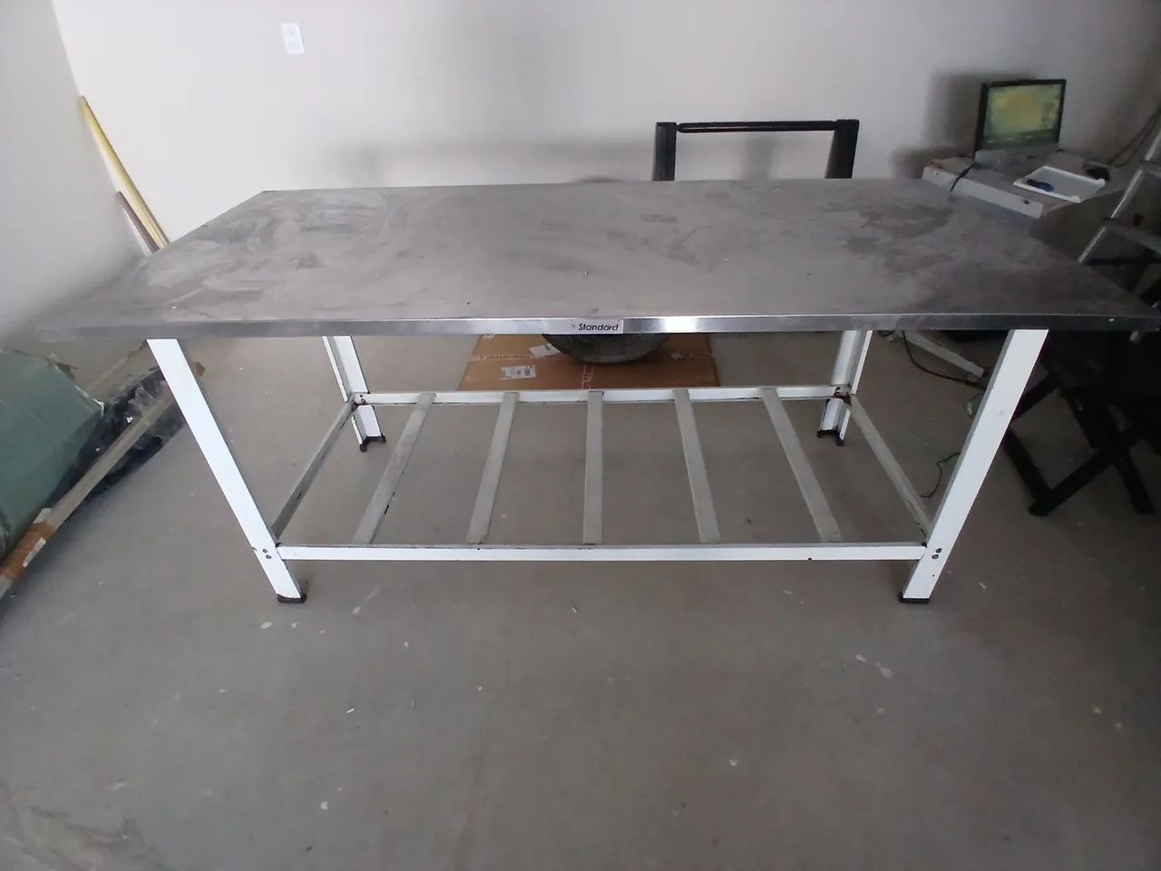 Mesa tampo de inox 190x90x90