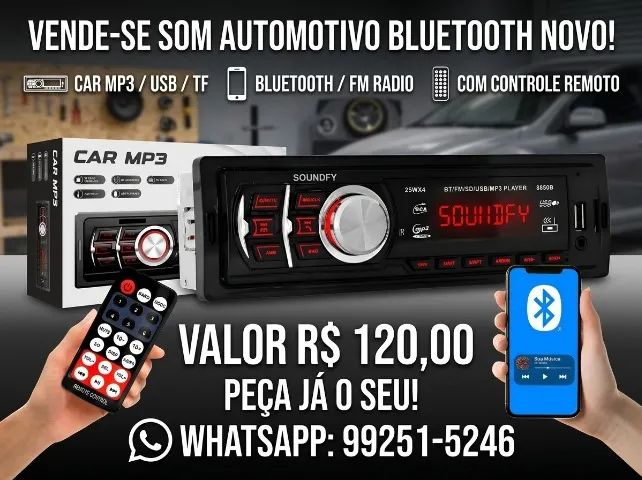 Som BT para carro - Foto 2
