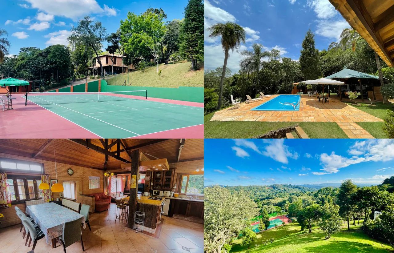 Chácara de cinema com 6.500m2, duas casas, 350 e 70m2 em cond. fechado.